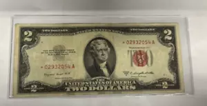 1953B 2 DOLLAR BILL RED SEAL STAR NOTE * LOW SERIES NUMBER *02932054 A - Picture 1 of 9