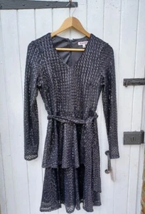 NANETTE LEPORE WOMENS BLACK SEQUIN EVENING DRESS - LINED - UK 10 - NEW RRP: $198 - Picture 1 of 15
