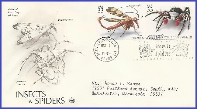 USA4 #3351s ADDR PCS ARTCRAFT FDC STR2  Insects and Spiders Scorpionfly - Image 1 of 1