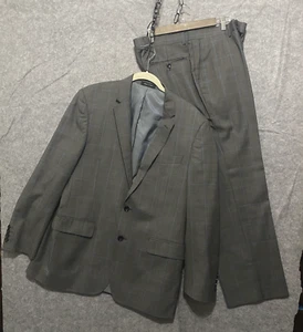 Tiglio Luxe Super 150's Wool Suit Mens 42R Gray Windowpane Pants 36 x 29.5 Italy - Picture 1 of 16