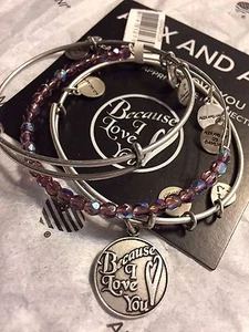 Alex and Ani Amethyst Because I Love You 3 Armreif Set - Bild 1 von 4