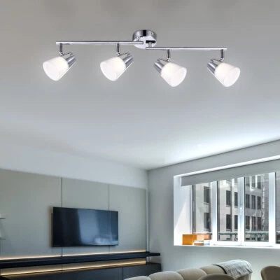 Lampada Da Soffitto A LED Per Ufficio Con Faretto Regolabile In Cromo - Immagine 1 di 4