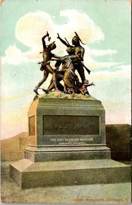 The Fort Dearborn Massacre monument Chicago ILLINOIS DIVIDED BACK POSTCARD D6 - Picture 1 of 2