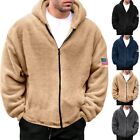 Warm Thermal Winter Coat  Fleece Work Jacket  Men's Hooded Outwear  Grey