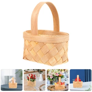 Handgewebter Mini-Korb für Hochzeitsgeschenke, Holzspäne-Korb mit Griff, - Bild 1 von 12