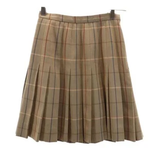 Burberrys 90s wool check Mini length Pleated skirt Brown Side zip Women - Picture 1 of 7