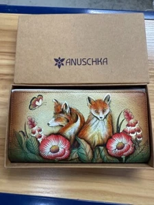 ANUSCHKA KURIOSE FÜCHSE HANDBEMALTE LEDER GELDBÖRSE MIT RFID SCHUTZ - NEU - Bild 1 von 5