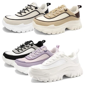 Women Retro Platform Chunky Fashion Sneakers Lace-Up Comfortable Athletic Shoes - Picture 1 of 32