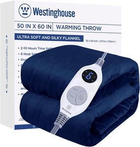 Electric Blanket Heated Throw, Super Cozy Soft Flannel 50" X 60" Heated Throw wi - Picture 1 of 9