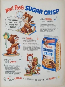 1950 vintage post sugar crisp print ad. For snacks it's so handy - Picture 1 of 1
