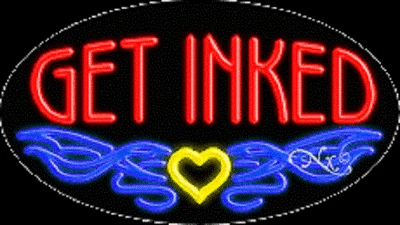 NUEVO LOGOTIPO DE TATUAJE "GET ENTINTED" 30x17 OVALADO REAL NEÓN SIGNO DE NEGOCIOS con OPCIONES 14523 Foto 1 de 3