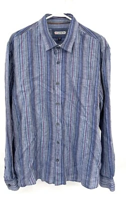 32 Bar Blues Multicolor Striped Linen Button Up Short Sleeve Men’s XL - Image 1 of 4