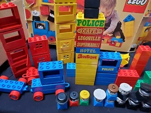 Vintage 1976 Lego Duplo 082 Legoville Set Original Box W EXTRA CARS & CHARACTERS - Picture 1 of 6