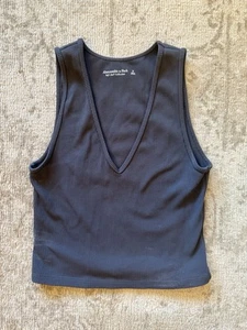 EUC Abercrombie & Fitch Soft A&F Ribbed Tank Top V-Neck Sleeveless Gray S - Picture 1 of 5