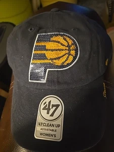 INDIANA PACERS-NBA- '47 Brand Clean Up- Women's Snapback Sparkle Cap/Hat - NWT - Picture 1 of 5