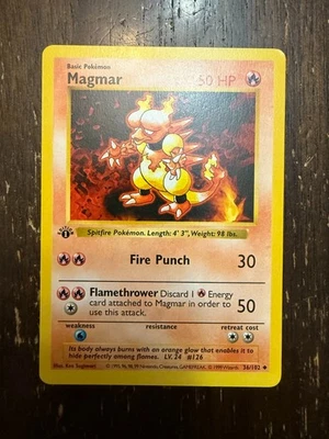 Magmar 36/102 1st Edition Shadowless Base Set Non-Holo Uncommon Pokémon TCG LP - Image 1 of 2
