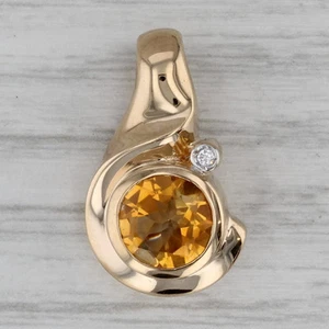 1.55ct Citrine Diamond Enhancer Pendant 14k Yellow Gold Clip Bail - Picture 1 of 5