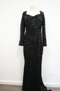 Abito donna Miss Ord dress nero con paillettes maxi taglia L nuovo - Foto 1 di 3