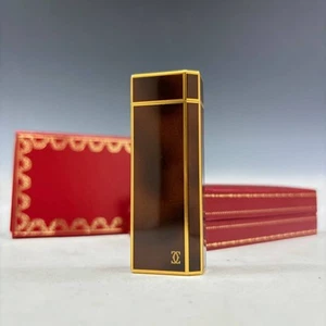 Accendino Cartier originale accendino a gas marrone oro M - Foto 1 di 10