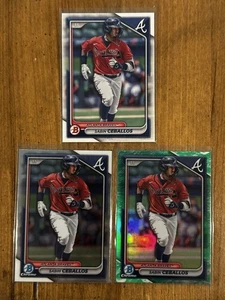 (3) Sabin Ceballos Atlanta Braves Bowman Prospect Lot - Picture 1 of 2
