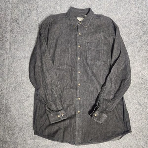Camisa de franela de sarga cepillada LL Bean para hombre L alta manga larga bolsillo con botones - Imagen 1 de 6