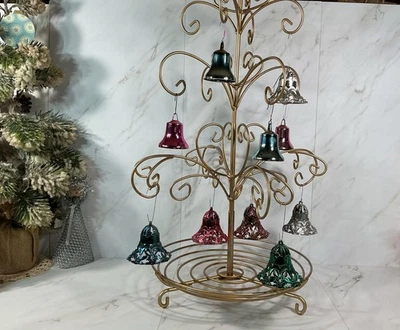 Enfeites vintage Bradford Bells ~Lote de 10~Filigrana e brilhante sólido~ Cores Asst  - Imagem 1 de 4