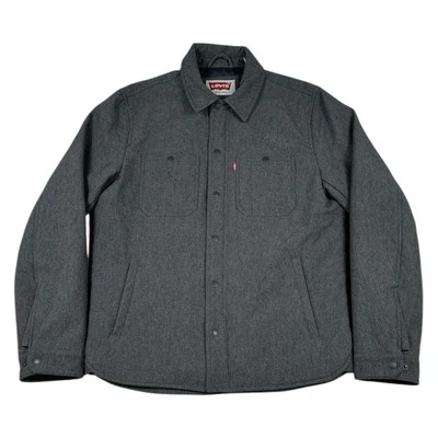 Levis Soft Shell Quilted Jacket Full Zip Snap Mens Size Small Nylon Lined Gray - Image 1 of 4