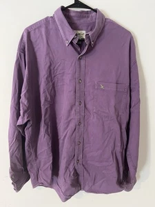 Vintage Eddy Bauer Men’s Purple Denim Button Down Pocket Dress Shirt Size Large - Picture 1 of 4