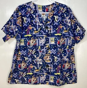 Blusa Médica Looney Tunes para Mujer Talla XL Zodiac Signs Daffy Bugs Taz Pepe *leer por favor - Imagen 1 de 5