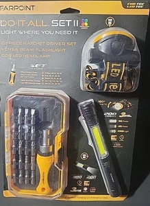 Farpoint Tool Kit With 300 Lumen Flashlight, Headlamp & 25 Piece Bit Driver Set - Picture 1 of 3
