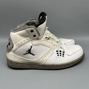 Air Jordan scarpa alta 1 volo basket 372704-120 bianco grigio uomo taglia 8,5 - Foto 1 di 5