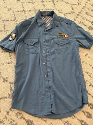 Jimmy'z Brand Button Up Short With Embroidered Patches Size Small - Image 1 of 4