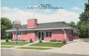 Postal Town Motel Años 50 MCM Birmingham Alabama AL Vintage Años 50 Lino Sin Usar - Imagen 1 de 2