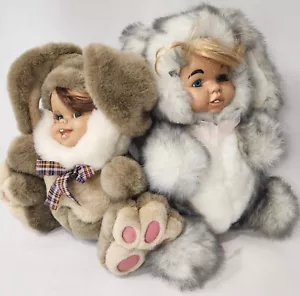 Stuffed Rabbits Sisters Babyface & Bunny Bodies - Handmade in Utah Animorphic - Picture 1 of 8