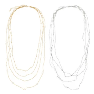 Premium Long Multi-Row Layer Fashion Necklace - Picture 1 of 10