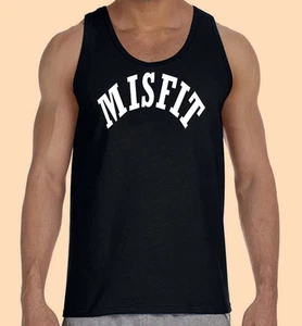 Tank top, Unisex, Black, Gildan, Funny, Classic Biker, MISFIT, Front,100% Cotton - Picture 1 of 2