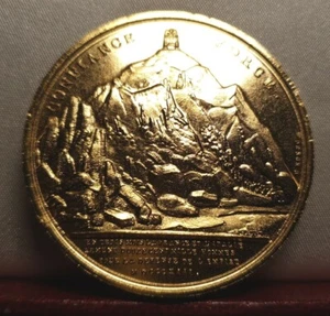 NAPOLEON Mont Cenis monument 1813 FRENCH BRONZE 41mm MEDAL gilt - Picture 1 of 2