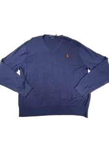 Polo Ralph Lauren Herren Pullover Gr. XXL Blau V-Ausschnitt Preppy Pima Baumwolle S5 - Bild 1 von 4