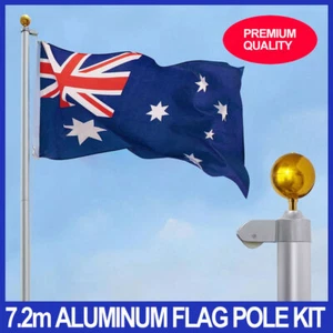 7.2m Australia Flag Pole Kit Aluminum Australian Flagpole Ball Top With Flag - Picture 1 of 13
