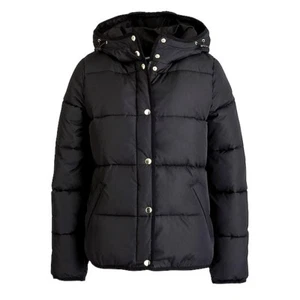 NWT NEW J CREW Womens Short Hooded Puffer Coat Jacket BLACK SIZE Large MSRP $128 - Picture 1 of 4