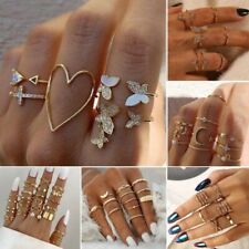 Womens Boho Stack Plain Above Knuckle Ring Midi Finger Rings Set Jewellery Gifts