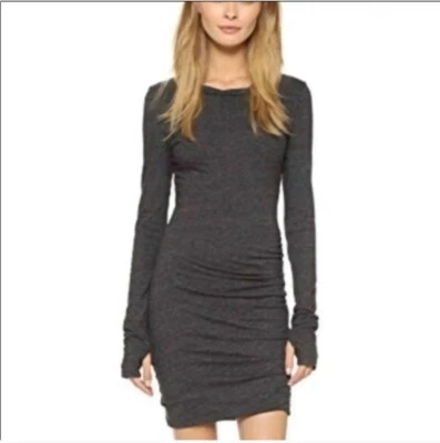 Vestido PAM & GELA Midi Gris Carbón Acanalado/Retorcido Cremalleras Laterales Manga Larga M Foto 1 de 4