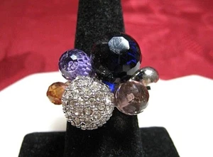 ANILLO DE CÓCTEL CON BOLAS REDONDAS DE ESTRÁS TRANSPARENTE TALLA 8.25 - Imagen 1 de 1