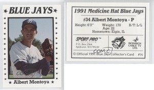 1991 Sport Pro Medicine Hat Blue Jays Al Montoya #16