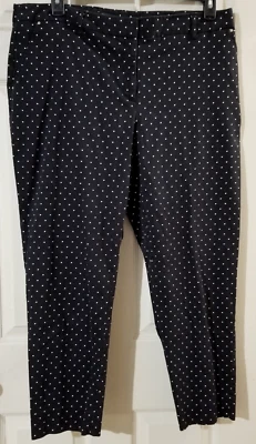Jones New York Women Size 16 Black Swiss Dots Stretch Grace Ankle Pants Cotton - Image 1 of 4