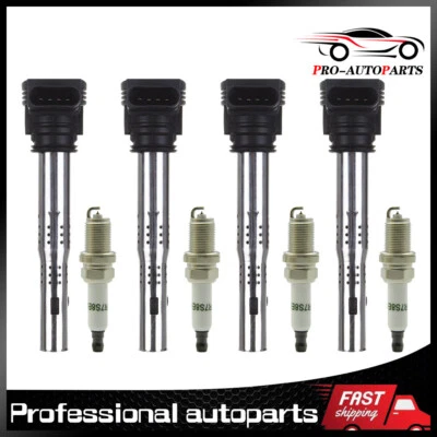 4x Bobina de encendido y bujía OEM para Audi A3 A4 A5 A6 TT GTI Passat L4 UF575 Foto 1 de 4