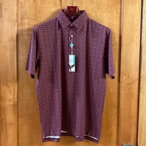 Genteal Brrr Printed Maroon Tailgate Polo Golf Shirt Herren Medium M Fußball - Bild 1 von 8