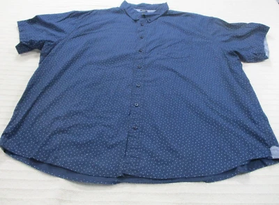 Lee Shirt Mens 4XL Blue Button Up Short Sleeve Stretch Collared Polka Dot Cotton - Image 1 of 4