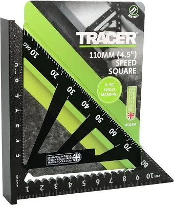 TRACER PRODUCTS TRACER ASQ4M Speed Square 4.5" 110mm Roofing Angle Marking Out Quick Triangle