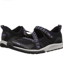 Ryka Kailee Black Purple Mesh Mary Janes Slip On Comfort Shoes Women's Size 6M - Picture 1 of 7